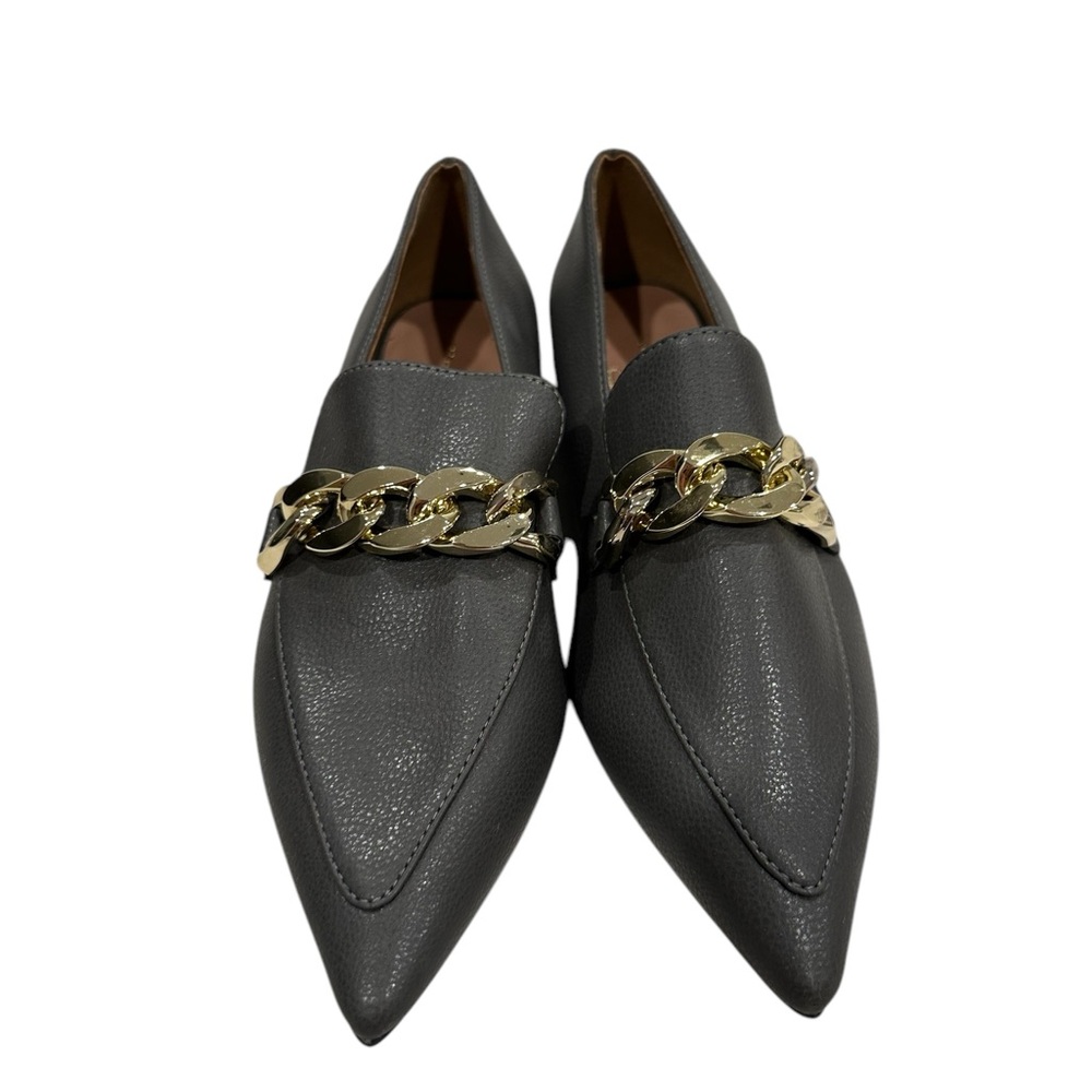 Women's Linea Paolo Mabel-L Pointed Toe Loafer w/Goldtone Links Stone Sz 4.5M